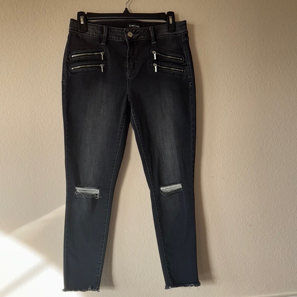 Bebe Black Skinny High-Waisted Jeans